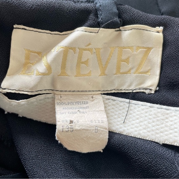 ESTEVEZ Square Neckline Sleeveless Black Chiffon Maxi Gown Long Dress Size 8 - Picture 9 of 10